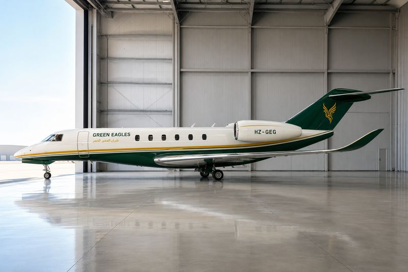 Green Eagles Citation X in the hangar