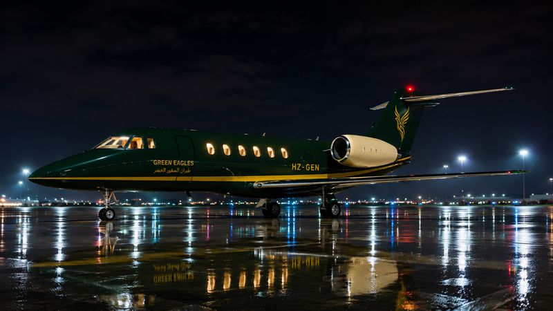 Green Eagles Citation X on a night ramp